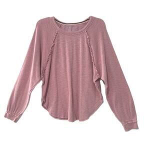Anthropologie Pilcro Diana Ruffled Raglan Sleeve Pullover M Pink Sweater